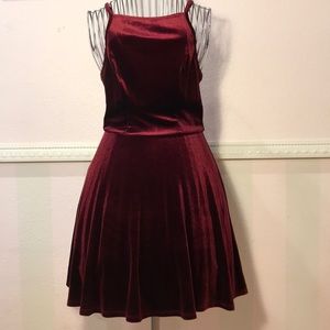 Crushed Red Velvet Skater Dress